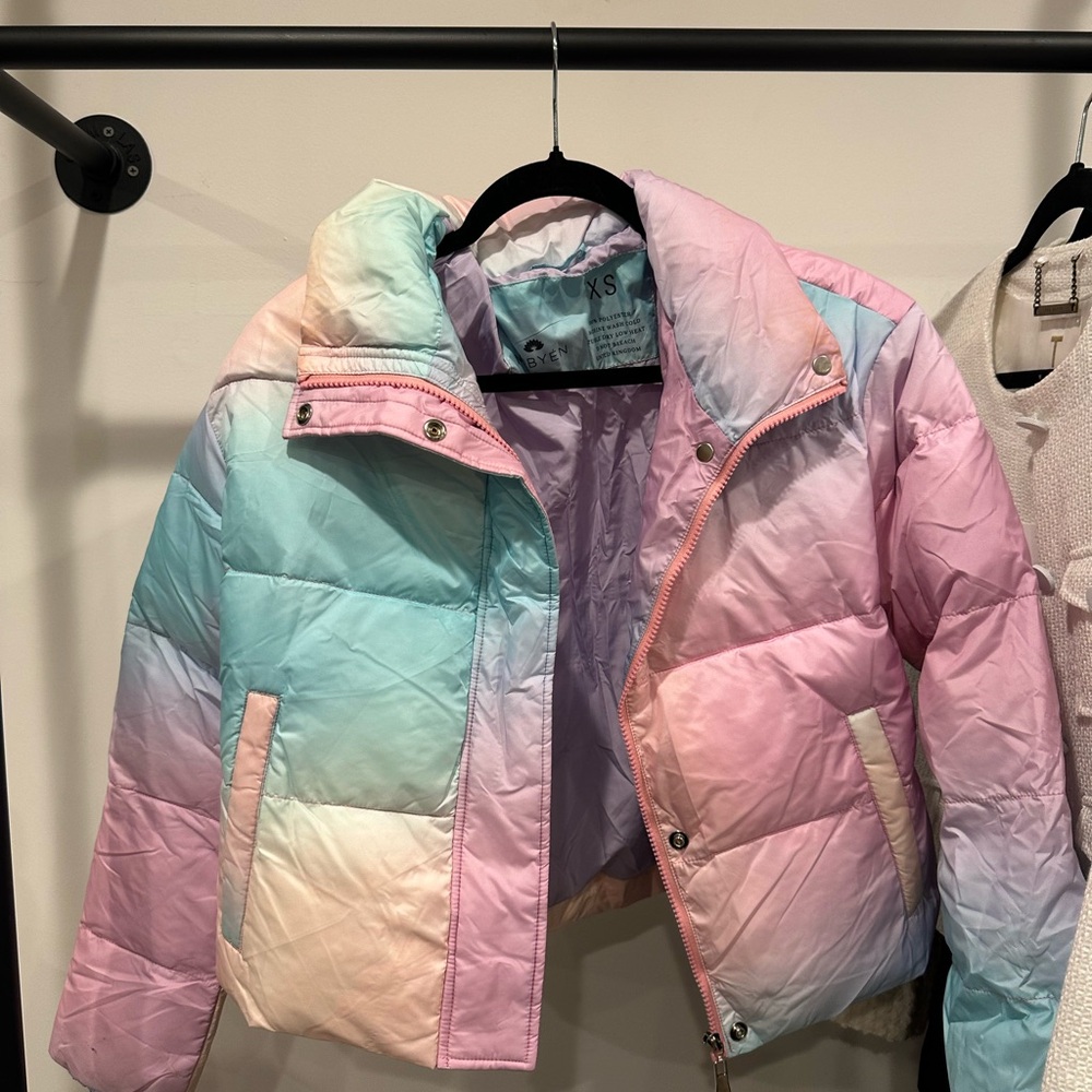 x Revolve Cropped Puffer Jacket in Ombre